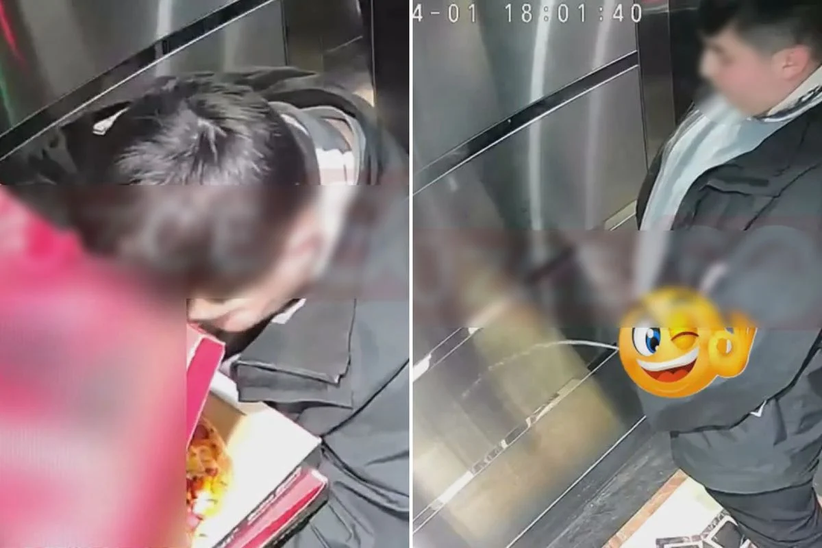 KURYE SKANDALI: PİZZAYI YEDİ, ASANSÖRE İDRARINI YAPTI