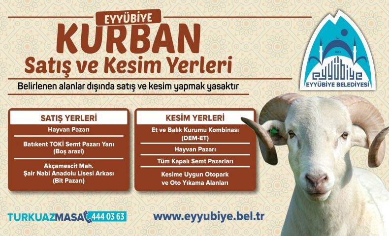 Eyyübiye Belediyesi’nden Kurban Bayramı Öncesi Sıkı Denetim: Satış ve Kesim Yerleri Açıklandı