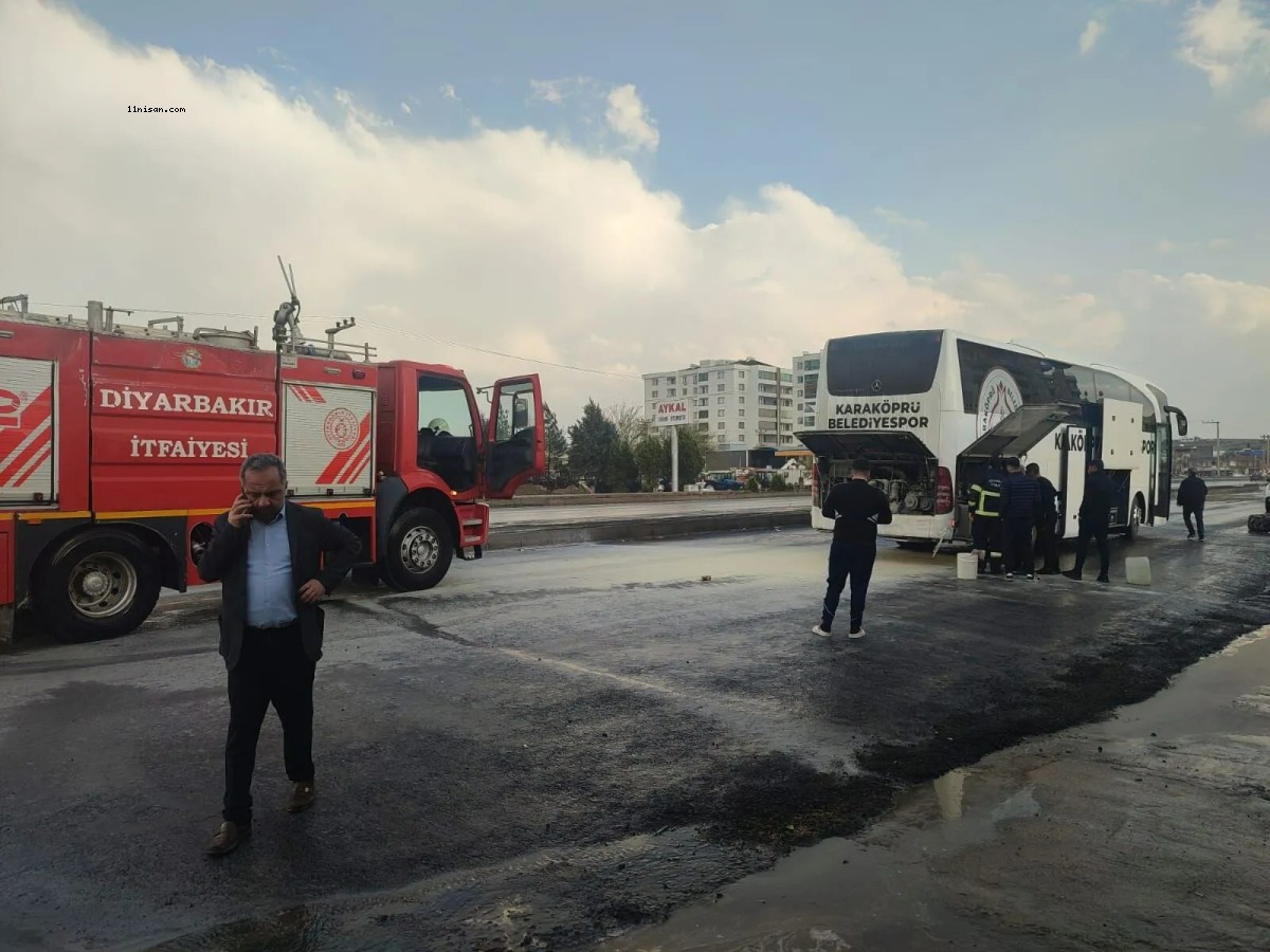 Karaköprü Belediyespor’un Takım Otobüsü Alev Aldı, Facia Kıl Payı Atlatıldı;