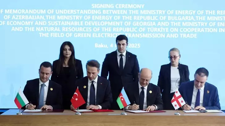 Türkiye, Azerbaycan, Bulgaristan ve Gürcistan, 'Yeşil Elektrik İletimi ve Ticareti Projesi' Mutabakat Zaptı'nı imzaladı;