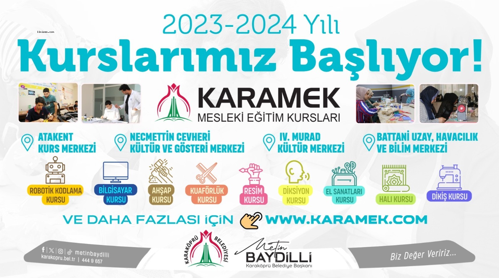 Karaköprü'de KARAMEK kursları başlıyor;