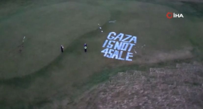 Trump'ın İskoçya'daki golf kulübünde Filistin eylemi: "Gazze satılık değildir"