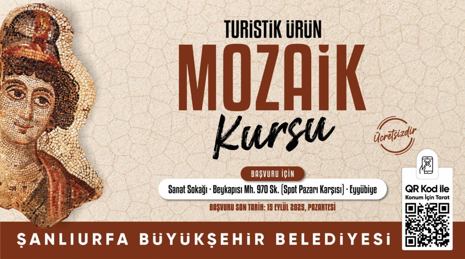 : BÜYÜKŞEHİR BELEDİYESİ, ÜCRETSİZ MOZAİK VE ÇİNİ KURSLARI AÇIYOR;