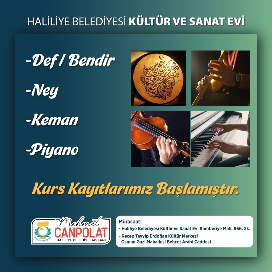 HALİLİYE’DE KÜLTÜR VE SANAT KURSLARI BAŞLIYOR;