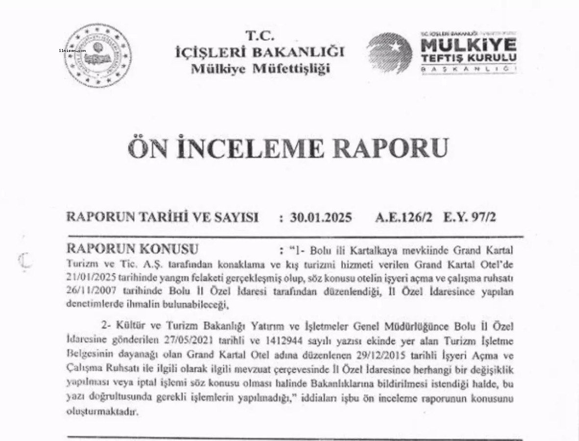 Rapor ortaya çıktı, sorumluluk İl Özel İdaresi'nde...