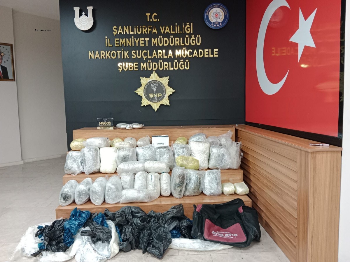 Urfa’da iki araçta yapılan aramada 45 kilogram skunk maddesi çıktı!