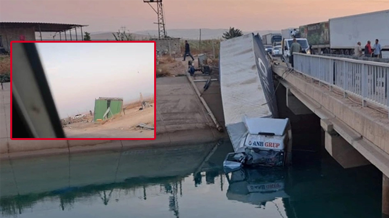 Urfa’da kaza yapan tır sulama kanalına düştü;