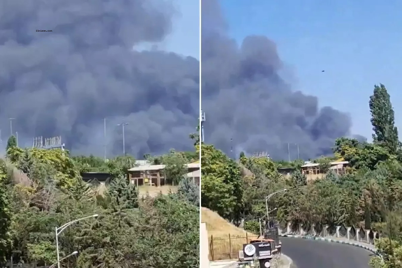 TV BİNASINA BOMBA YAĞDI, BÖLGEDEN DUMANLAR YÜKSELİYOR