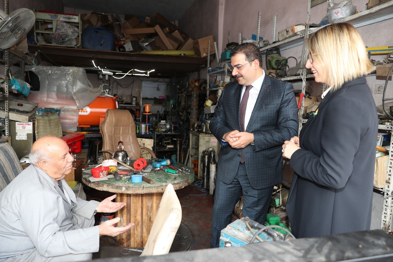 Canpolat ve Kaymakam Çetin sanayi esnafıyla iç içe;