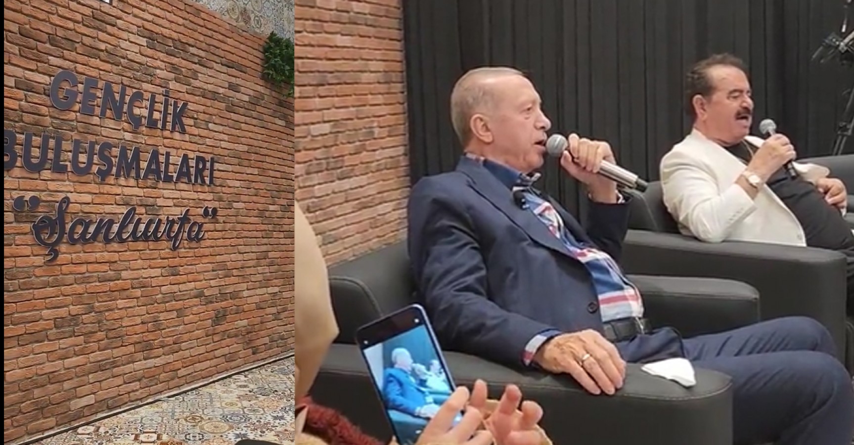 Cumhurbaşkanı Urfalı gençlerle Urfalıyım Ezelden'i söyledi;