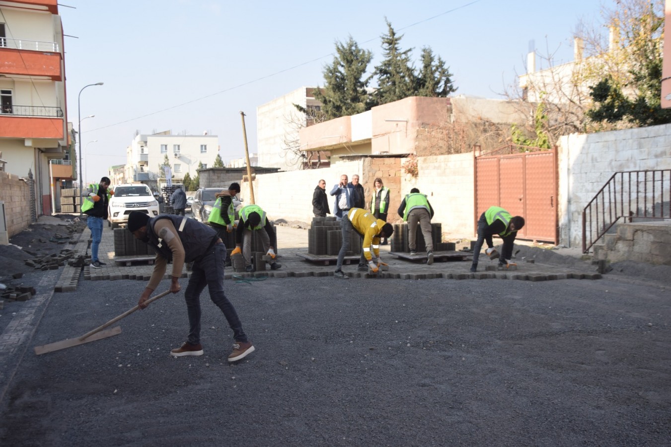 Viranşehir’de o mahallede kilitli parke çalışması;