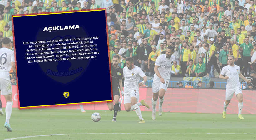 Bucaspor taraftarı Urfa taraftarları ile ilgili çirkin ifadeler kullandı;