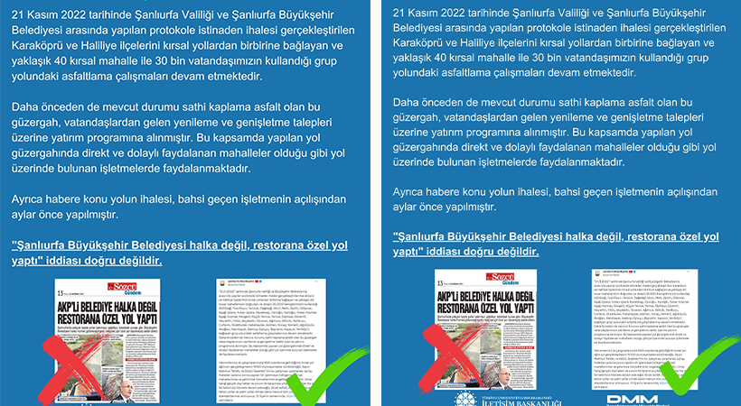 İletişim Başkanlığı Dezenformasyonla Mücadele Merkezi’nden Tanal’ın iddiasına yanıt;