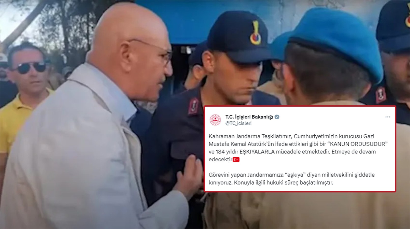 İçişleri Bakanlığı, jandarmayı eşkıyaya benzeten Mahmut Tanal'ı kınadı;