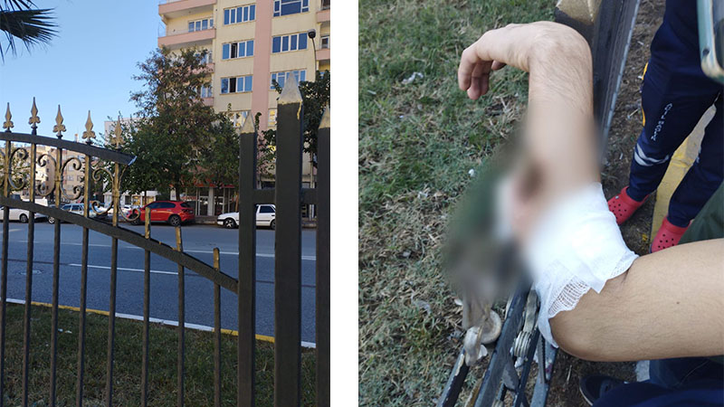 Urfa’da demir korkuluklara kolu saplanan genci itfaiye ekipleri kurtardı;