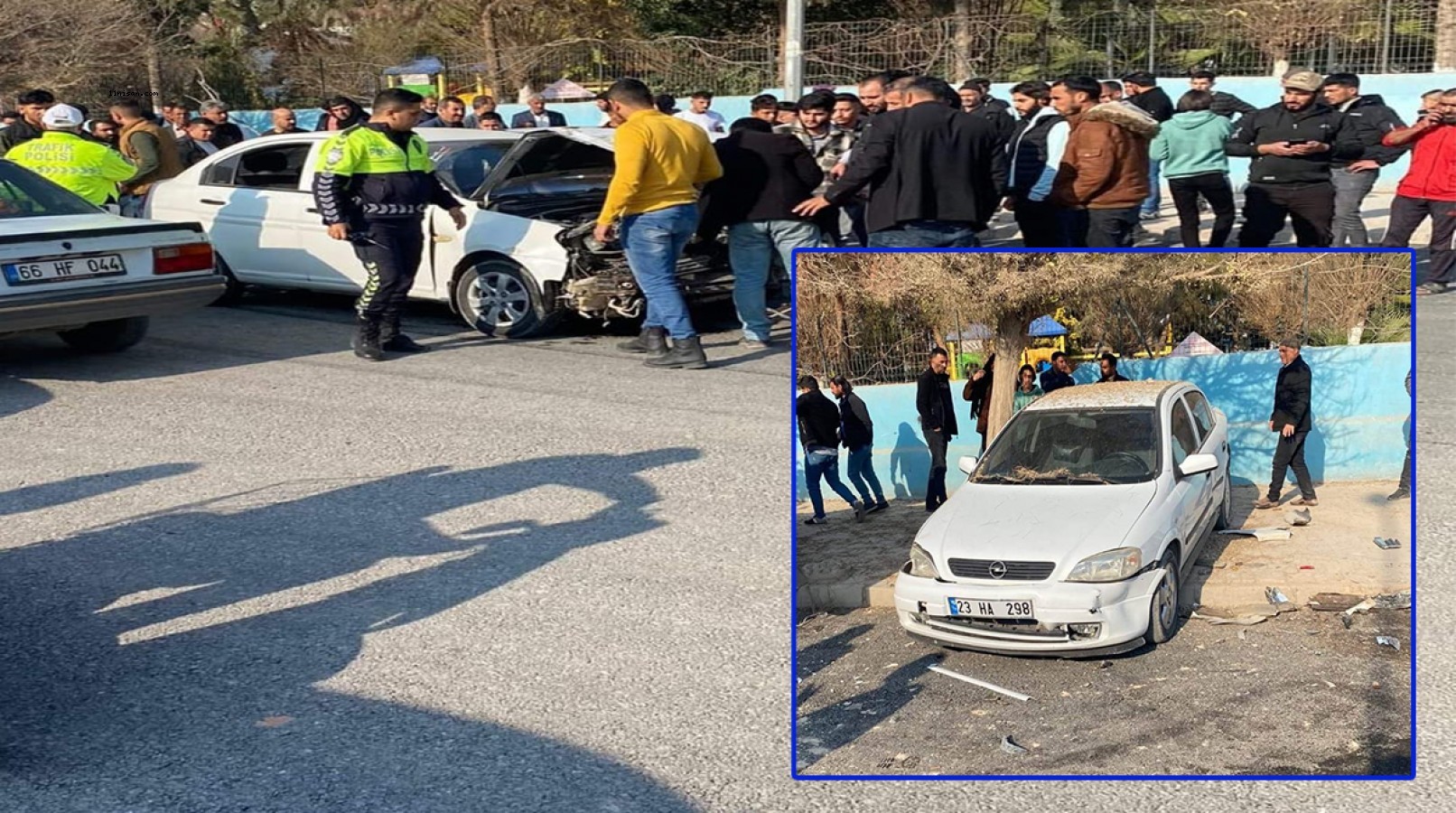 Akçakale’de iki otomobil kafa kafaya çarpıştı;