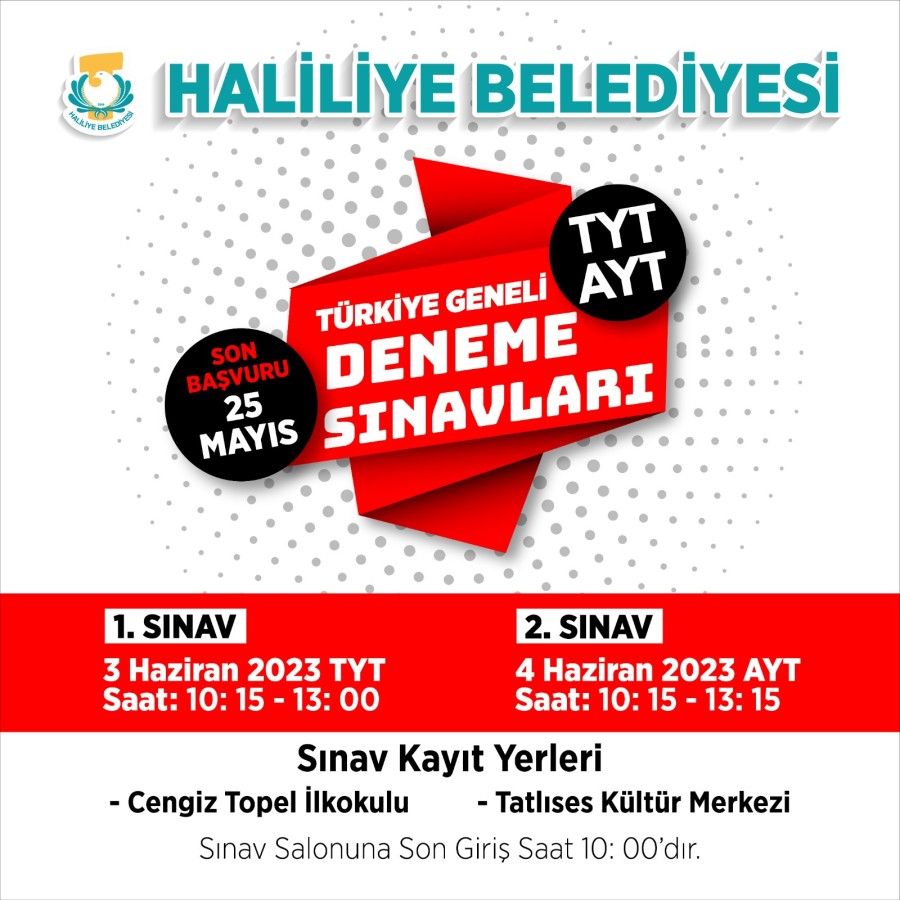 Haliliye Belediyesi'nden gençlere ücretsiz deneme sınavı;