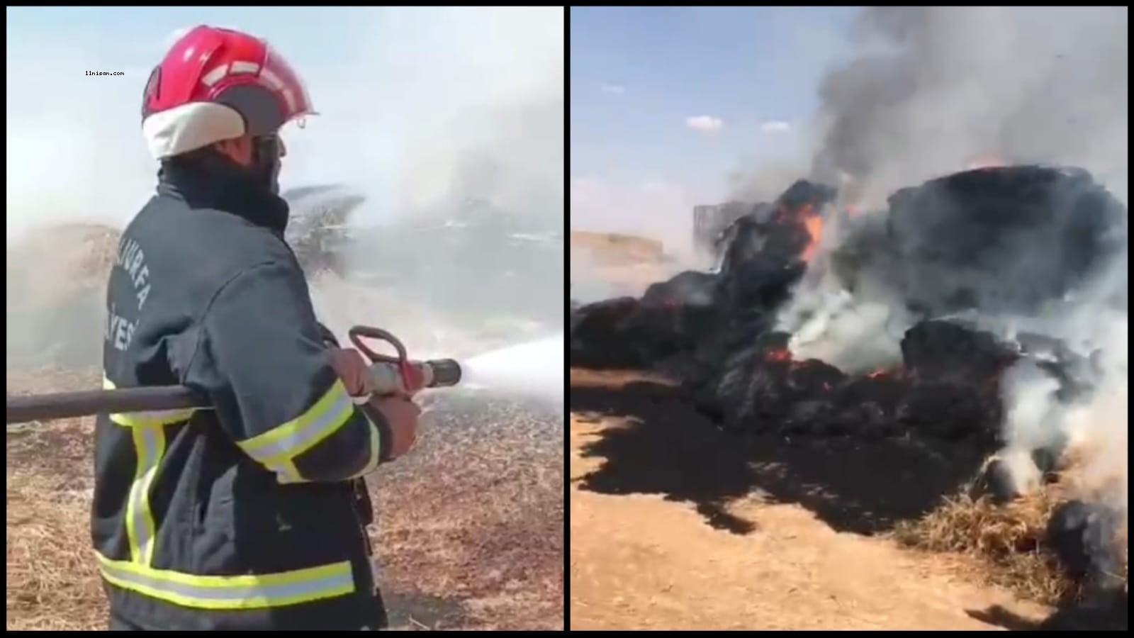 Urfa’da saman yüklü TIR'da yangın;