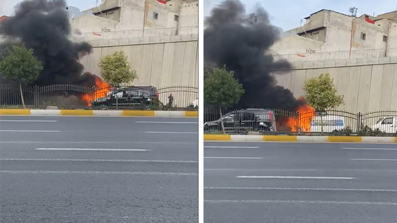 Şanlıurfa’da araç cayır cayır yandı!;