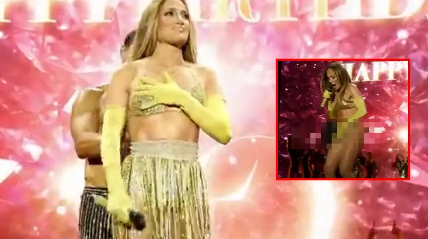 JENNİFER LOPEZ'İN SAHNEDE ETEĞİ DÜŞTÜ;
