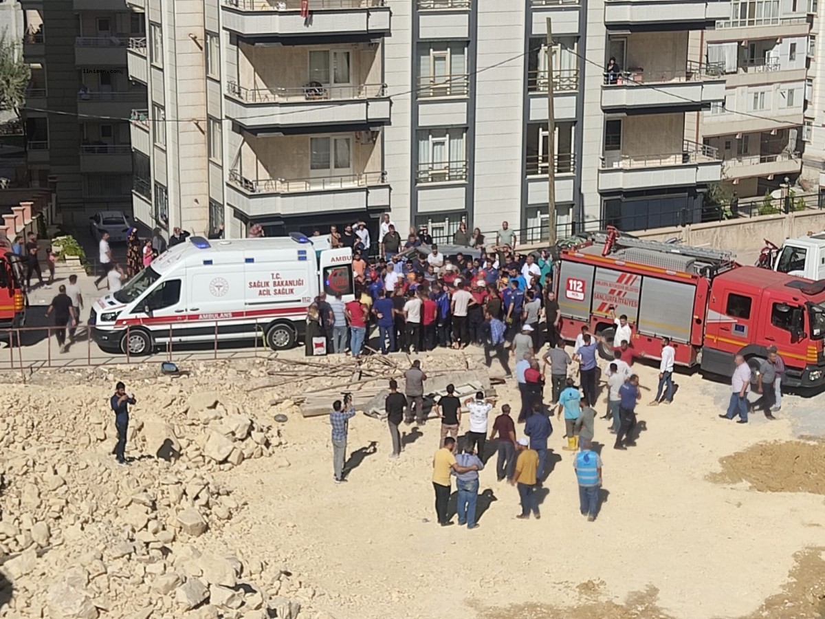 Urfa'da temeli kazılan inşaatta çökme!;